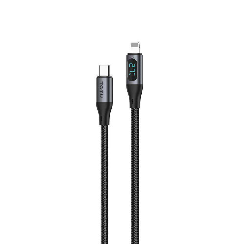 کابل شارژ سریع کنفی دیجیتال توتو مدل CB-7-B (لایتنینگ) با نمایشگر ولتاژ