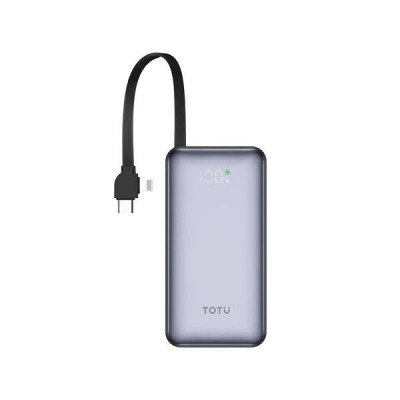 پاوربانک شارژ سریع 10000 میلی آمپر توتو مدل PB-1020 با کابل‌های داخلی
