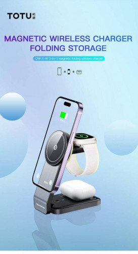 پایه شارژ بی‌سیم مگنتی 4 در 1 توتو مدل CW-1-W