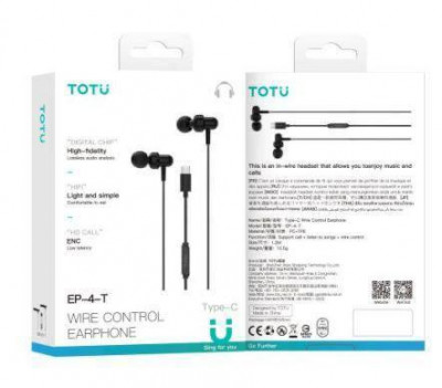 هندزفری اورجینال توتو مدل EP-4-T با سوکت Type-C
