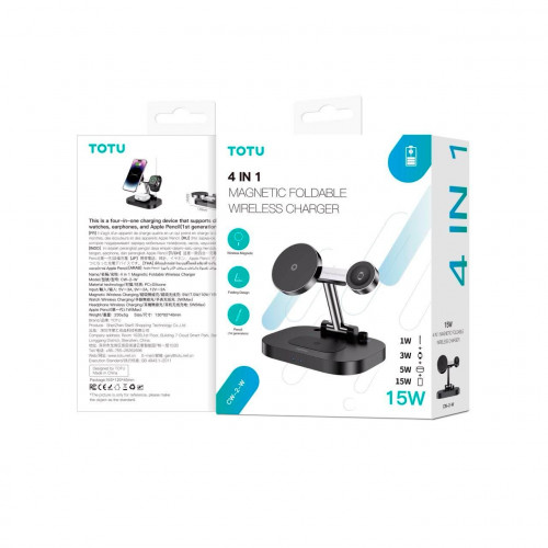 استند وایرلس شارژ مگنتی 4 کاره TOTU CW-2-W